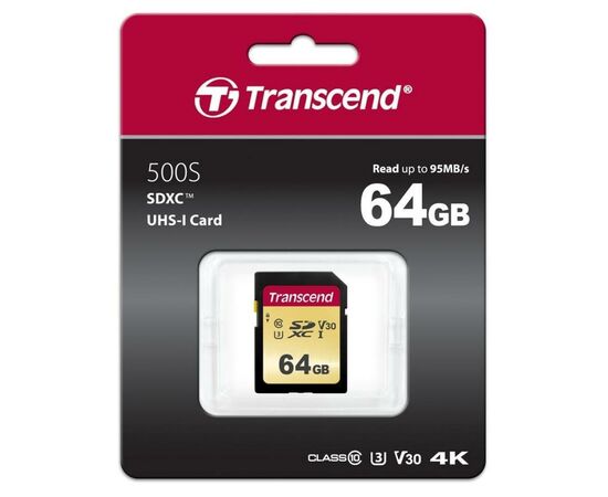 Карта памяти Transcend 64GB SDXC class 10 UHS-I (TS64GSDC500S), изображение 2 Карта памяти Transcend 64GB SDXC class 10 UHS-I (TS64GSDC500S), изображение 2