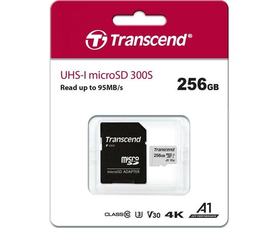 Карта памяти Transcend 256GB microSDXC class 10 UHS-I (TS256GUSD300S-A), изображение 3 Карта памяти Transcend 256GB microSDXC class 10 UHS-I (TS256GUSD300S-A), изображение 3