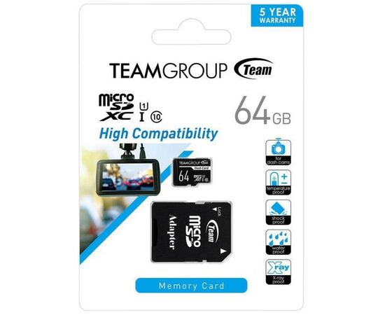 Карта памяти Team 64GB microSDXC class 10 UHS-I (TDUSDX64GUHS03), изображение 3 Карта памяти Team 64GB microSDXC class 10 UHS-I (TDUSDX64GUHS03), изображение 3