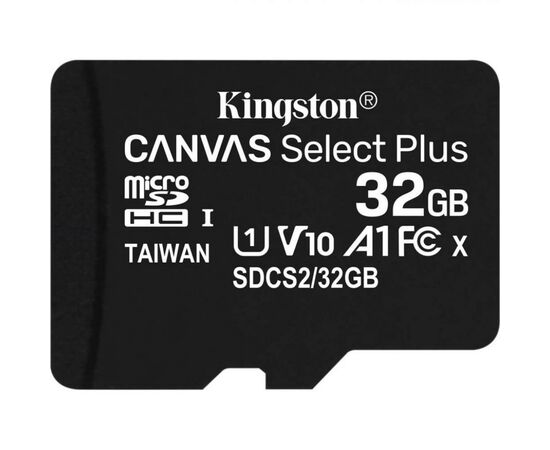 Карта памяти Kingston 32GB micSDHC class 10 Canvas Select Plus 100R A1 (SDCS2/32GB), изображение 2 Карта памяти Kingston 32GB micSDHC class 10 Canvas Select Plus 100R A1 (SDCS2/32GB), изображение 2