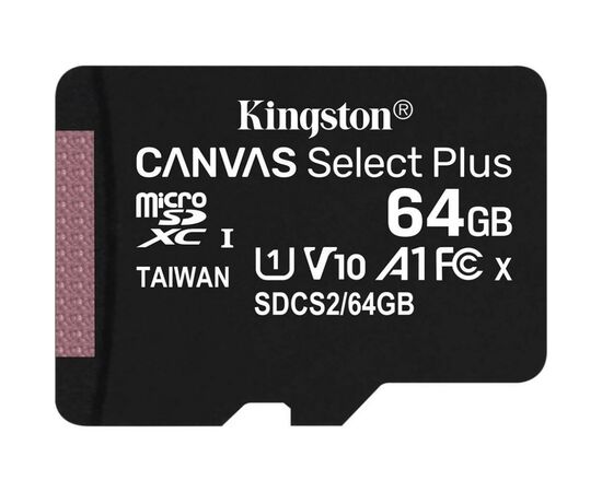Карта памяти Kingston 64GB micSDXC class 10 A1 Canvas Select Plus (SDCS2/64GB), изображение 2 Карта памяти Kingston 64GB micSDXC class 10 A1 Canvas Select Plus (SDCS2/64GB), изображение 2