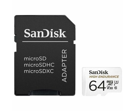 Карта памяти SanDisk 64GB microSDXC class 10 UHS-I U3 V30 High Endurance (SDSQQNR-064G-GN6IA), изображение 2 Карта памяти SanDisk 64GB microSDXC class 10 UHS-I U3 V30 High Endurance (SDSQQNR-064G-GN6IA), изображение 2