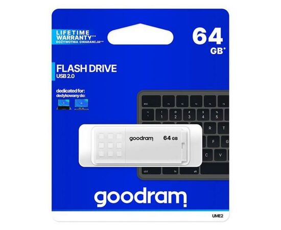 USB флеш накопитель Goodram 64GB UME2 White USB 2.0 (UME2-0640W0R11), изображение 3 USB флеш накопитель Goodram 64GB UME2 White USB 2.0 (UME2-0640W0R11), изображение 3