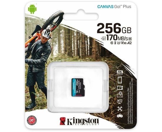 Карта памяти Kingston 256GB microSDXC class 10 A2 U3 V30 Canvas Go Plus (SDCG3/256GBSP), изображение 3 Карта памяти Kingston 256GB microSDXC class 10 A2 U3 V30 Canvas Go Plus (SDCG3/256GBSP), изображение 3