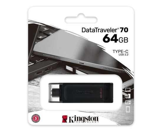 USB флеш накопитель Kingston 64GB DataTraveler 70 USB 3.2 / Type-C (DT70/64GB), изображение 3 USB флеш накопитель Kingston 64GB DataTraveler 70 USB 3.2 / Type-C (DT70/64GB), изображение 3