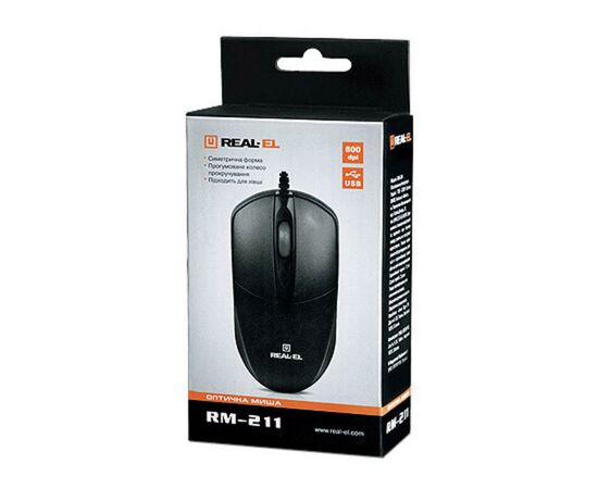 Мышка REAL-EL RM-211, USB, black, изображение 6 Мышка REAL-EL RM-211, USB, black, изображение 6