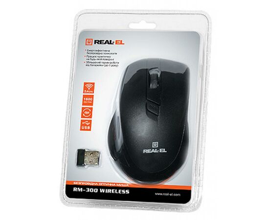 Мышка REAL-EL RM-300 black-grey, изображение 2 Мышка REAL-EL RM-300 black-grey, изображение 2