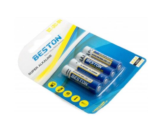 Батарейка Beston AAA 1.5V Alkaline * 4 (AAB1833), изображение 2 Батарейка Beston AAA 1.5V Alkaline * 4 (AAB1833), изображение 2