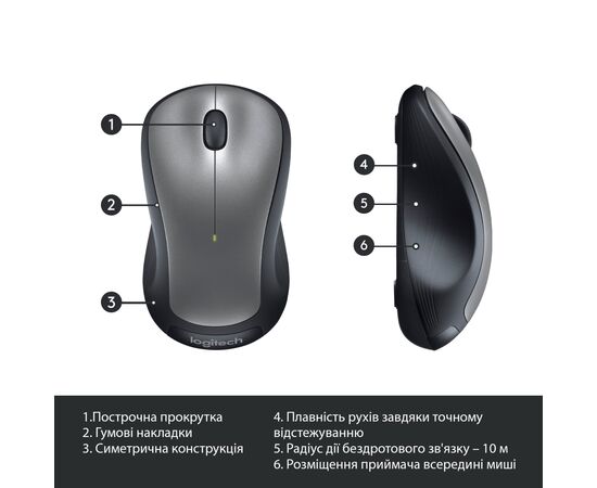 Мышка Logitech M310 Silver (910-003986), изображение 6 Мышка Logitech M310 Silver (910-003986), изображение 6