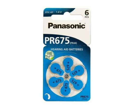 Батарейка Panasonic PR44 / PR675 (1.4V) * 6 (PR-675H/6LB)