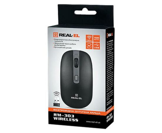 Мишка REAL-EL RM-301 black, зображення 6 Мишка REAL-EL RM-301 black, зображення 6