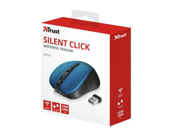 Мышка Trust Mydo Silent wireless mouse blue (21870), изображение 5 Мышка Trust Mydo Silent wireless mouse blue (21870), изображение 5
