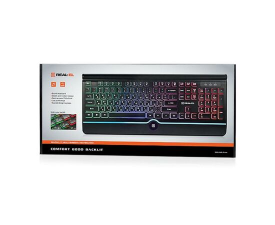Клавиатура REAL-EL 8000 Comfort Backlit Black, изображение 2 Клавиатура REAL-EL 8000 Comfort Backlit Black, изображение 2