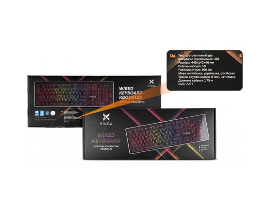 Клавиатура Vinga KBGSM120 Black, изображение 6 Клавиатура Vinga KBGSM120 Black, изображение 6