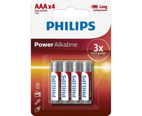 Батарейка Philips AAA LR03 Power Alkaline * 4 (LR03P4B/10)