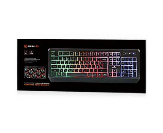 Клавиатура REAL-EL 7001 Comfort Backlit Black, изображение 8 Клавиатура REAL-EL 7001 Comfort Backlit Black, изображение 8