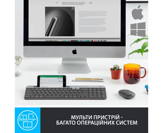 Клавиатура Logitech K580 Slim Multi-Device Wireless Graphite (920-009275), изображение 2 Клавиатура Logitech K580 Slim Multi-Device Wireless Graphite (920-009275), изображение 2