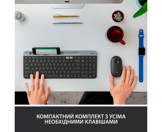 Клавиатура Logitech K580 Slim Multi-Device Wireless Graphite (920-009275), изображение 3 Клавиатура Logitech K580 Slim Multi-Device Wireless Graphite (920-009275), изображение 3