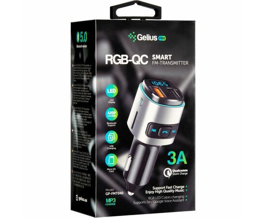 FM модулятор Gelius Pro RGB-QC GP-FMT040 Black/Silver, изображение 7 FM модулятор Gelius Pro RGB-QC GP-FMT040 Black/Silver, изображение 7