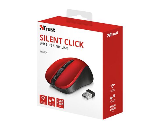 Мышка Trust Mydo Silent wireless mouse red (21871), изображение 5 Мышка Trust Mydo Silent wireless mouse red (21871), изображение 5