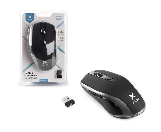 Мышка Vinga MSW-909 Silent black-grey, изображение 2 Мышка Vinga MSW-909 Silent black-grey, изображение 2