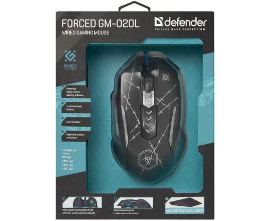 Мышка Defender Forced GM-020L Black (52020), изображение 6 Мышка Defender Forced GM-020L Black (52020), изображение 6