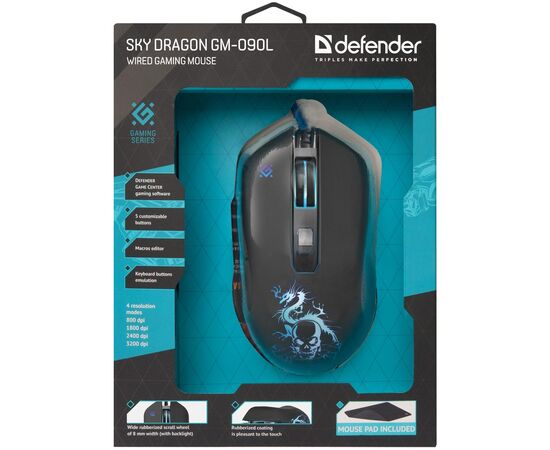 Мышка Defender Sky Dragon GM-090L Black (52090), изображение 7 Мышка Defender Sky Dragon GM-090L Black (52090), изображение 7