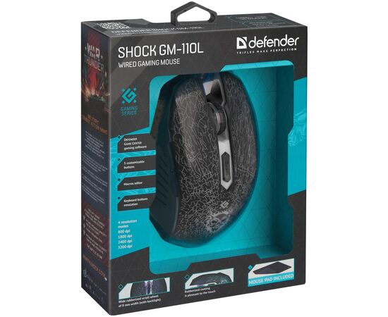 Мышка Defender Shock GM-110L Black (52110), изображение 7 Мышка Defender Shock GM-110L Black (52110), изображение 7