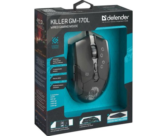 Мышка Defender Killer GM-170L Black (52170), изображение 7 Мышка Defender Killer GM-170L Black (52170), изображение 7