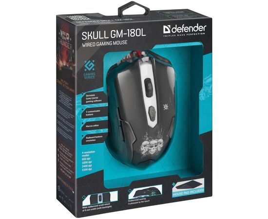 Мышка Defender Skull GM-180L Black (52180), изображение 7 Мышка Defender Skull GM-180L Black (52180), изображение 7