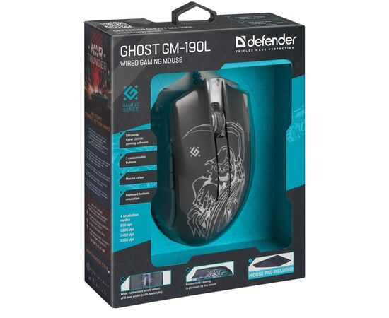 Мишка Defender Ghost GM-190L Black (52190), зображення 7 Мишка Defender Ghost GM-190L Black (52190), зображення 7