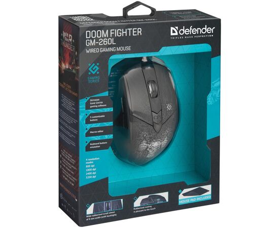 Мишка Defender Doom Fighter GM-260L Black (52260), зображення 7 Мишка Defender Doom Fighter GM-260L Black (52260), зображення 7
