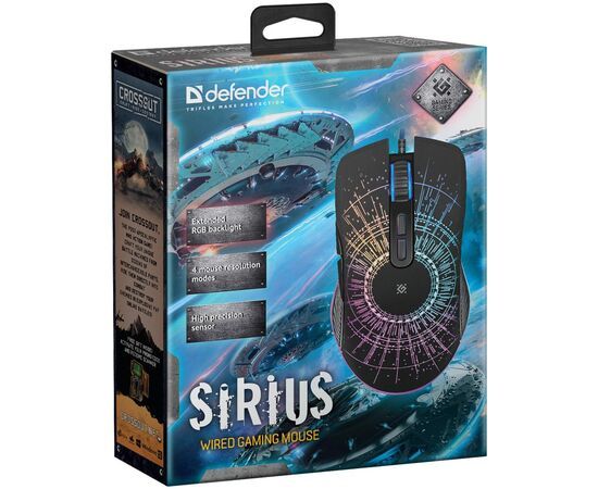 Мишка Defender Sirius GM-660L RGB Black (52660), зображення 4 Мишка Defender Sirius GM-660L RGB Black (52660), зображення 4