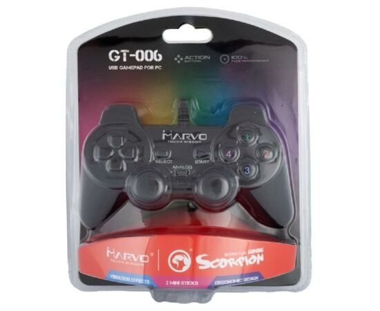 Геймпад Marvo GT-006 PC USB Black (GT-006), изображение 7 Геймпад Marvo GT-006 PC USB Black (GT-006), изображение 7