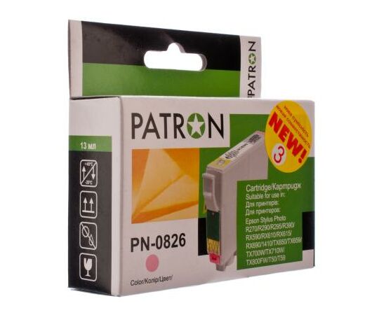 Картридж Patron для EPSON R270/290/390/RX590 LIGHT MAGENTA (PN-0826) (CI-EPS-T08164-LM3-PN)