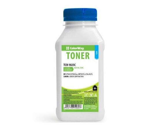 Тонер HP CLJ CP1025/Pro100/M175 Cyan 30g ColorWay (TCH-1025C)