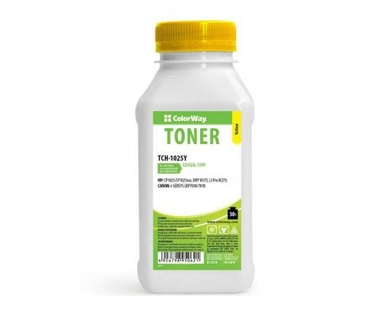 Тонер HP CLJ CP1025/Pro100/M175 Yellow 30g ColorWay (TCH-1025Y)