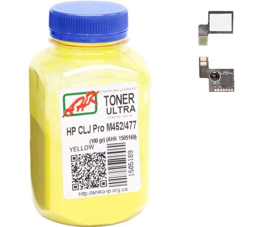 Тонер HP CLJ Pro M452/477 100г Yellow +chip AHK (1505173)