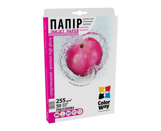 Фотобумага ColorWay A4 255г superglossy, 50c (PSG255050A4)