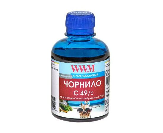 Чорнило WWM CANON GI-490 200г Cyan (C49/C)