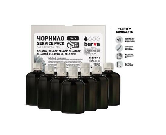 Чорнило Barva Canon CLI-521/CL-511 Black 10x100мл ServicePack (C521-1SP-B)