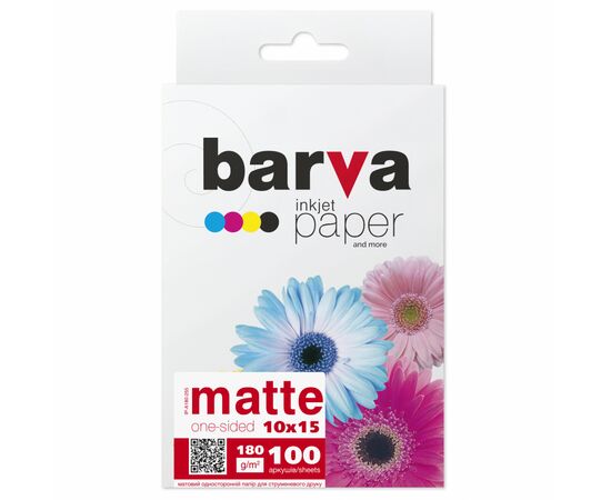Фотобумага Barva 10x15, 180 g/m2, matt, 100арк (A180-255)