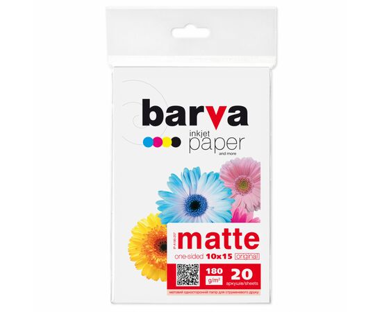 Фотобумага Barva 10x15, 180 g/m2, matt, 20арк (A180-257)