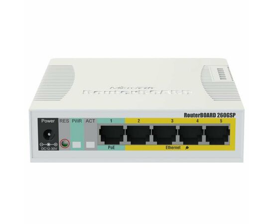 Комутатор мережевий Mikrotik RB260GSP (CSS106-1G-4P-1S)