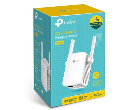 Ретранслятор TP-Link RE205 AC750, 1хFE LAN (RE205), зображення 5 Ретранслятор TP-Link RE205 AC750, 1хFE LAN (RE205), зображення 5