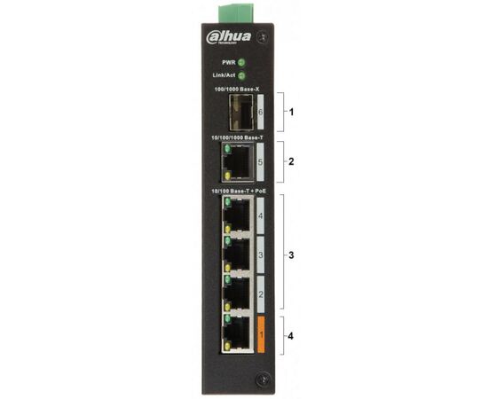 Коммутатор сетевой Dahua PFS3106-4ET-60, изображение 3 Коммутатор сетевой Dahua PFS3106-4ET-60, изображение 3