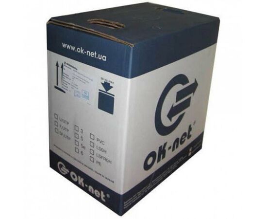Кабель мережевий OK-Net FTP cat.5e patch AWG26/7 305м (F/UTP-cat.5Е-SL patch AWG26) (КГПВЭ-ВП (100) 4*2*AWG26/7)