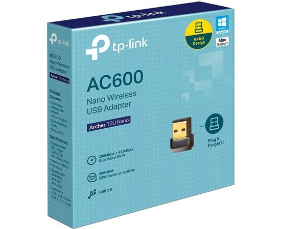 Сетевая карта Wi-Fi TP-Link ARCHER-T2U-NANO, изображение 2 Сетевая карта Wi-Fi TP-Link ARCHER-T2U-NANO, изображение 2