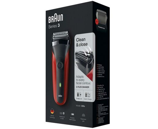 Электробритва Braun Series 3 300 Red, изображение 4 Электробритва Braun Series 3 300 Red, изображение 4