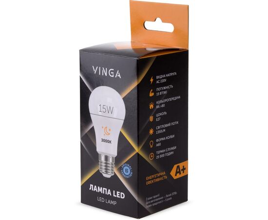 Лампочка Vinga VL-A60E27-153L, изображение 4 Лампочка Vinga VL-A60E27-153L, изображение 4
